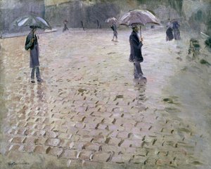 Studie voor een Parijse Straat, Regenachtige Dag, 1877